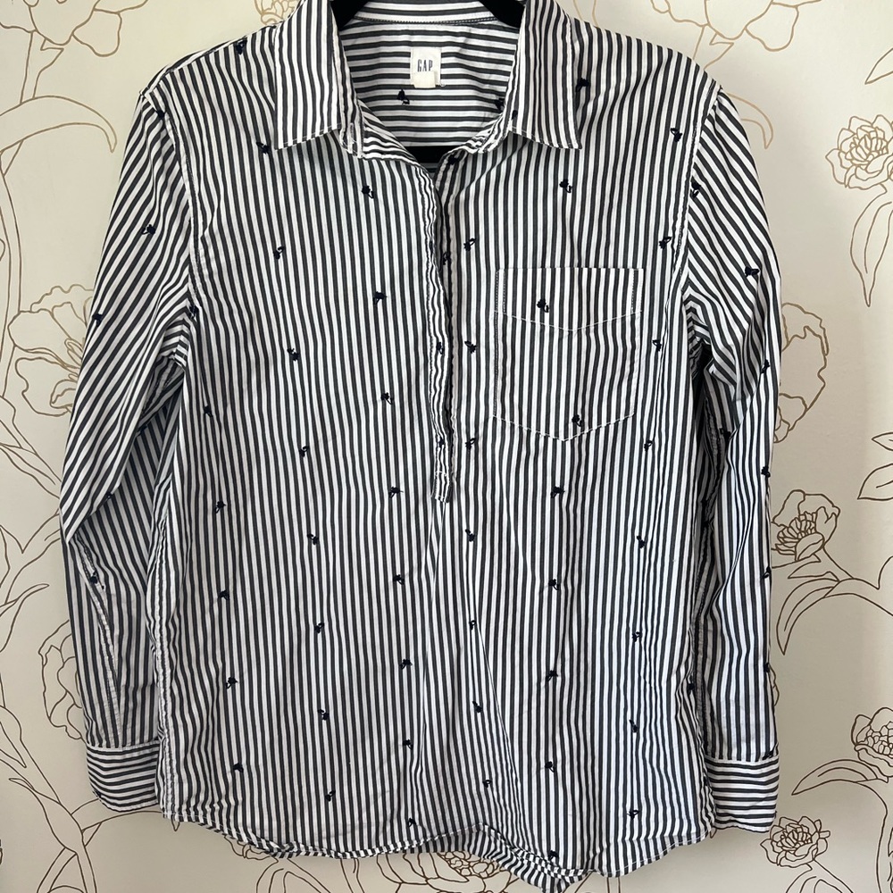 Black Stripe Popover Pocket Shirt